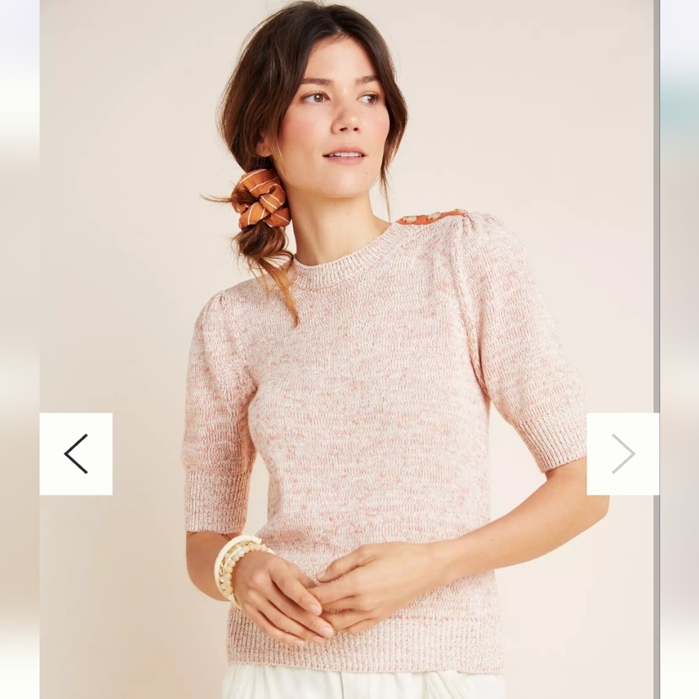 Anthropologie Orange Crew Neck Sweater